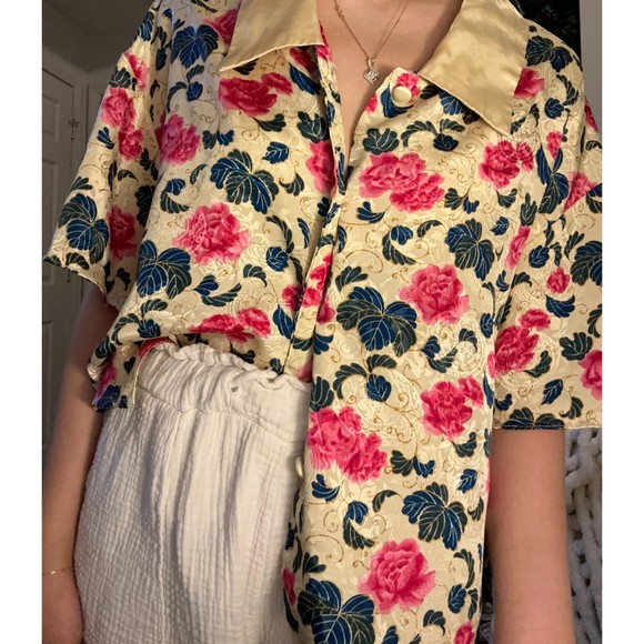 VINTAGE RARE Victoria's Secret Intimate Floral Blouse, Yellow/Pink/Green - Picture 1 of 3